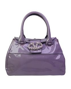 Embellished Logo Tote, Patent, Purple, BS 5WB369 VN 11, 2